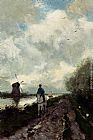 Jan Hendrik Weissenbruch Canvas Paintings - On The Tow Path Along The River Amstel